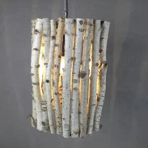 Vente de lustres en branches de bouleaux