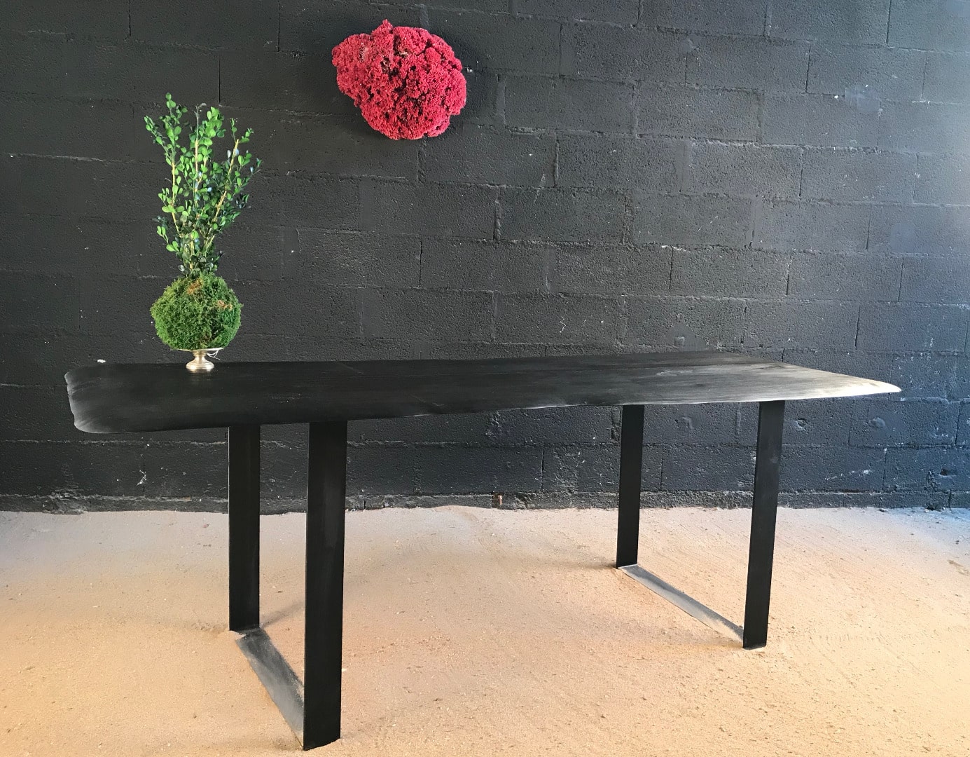 Création de la Table en bois flotté et brulé "Shou-sugi-ban" Taille L